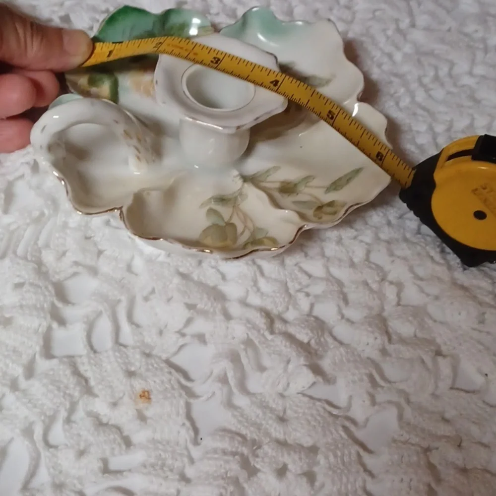 Bavaria Germany‎ Vintage  Hand Painted Yellow  Roses Candle Holder